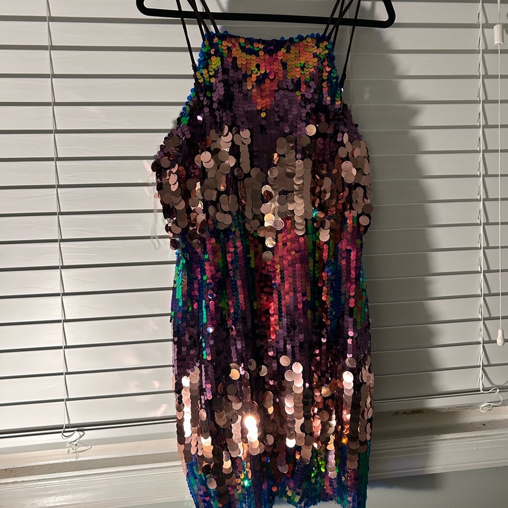 Francesca's Collections Multicolor Sequin Mini Dress